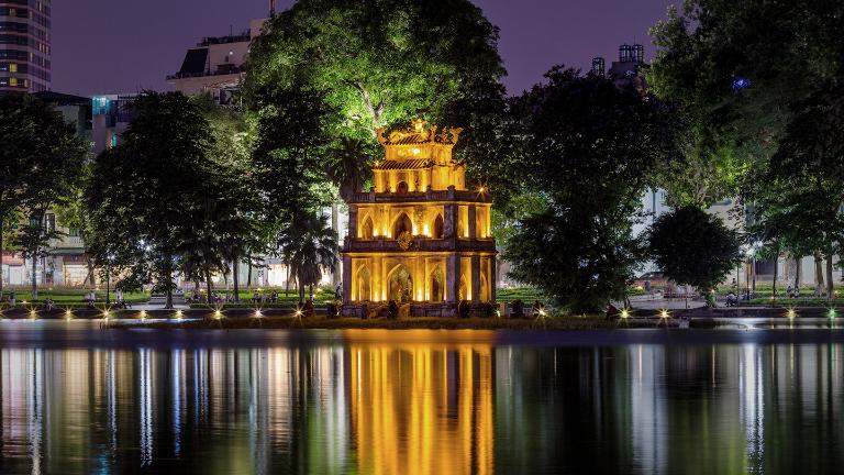 The Turtle Tower on the Hoan Kiem Lake. Hanoi