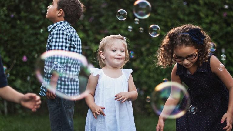 kids, park, bubble